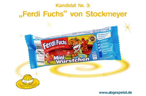 Auf Rang 4 „Ferdi Fuchs“-Mini-Würstchen. Mit einem Comic-Fuchs locke Stockmeyer die Kinder, die Eltern ködere der Hersteller mit dem Hinweis auf einen „täglichen Beitrag für die gesunde Ernährung“, so Foodwatch. Doch der Salzgehalt sei alles andere als auf die Ernährungsbedürfnisse von Kindern
abgestimmt. 2 Gramm Salz pro 100 Gramm – bei der Ampelkennzeichnung würde das mit einem roten Warnsignal gekennzeichnet.