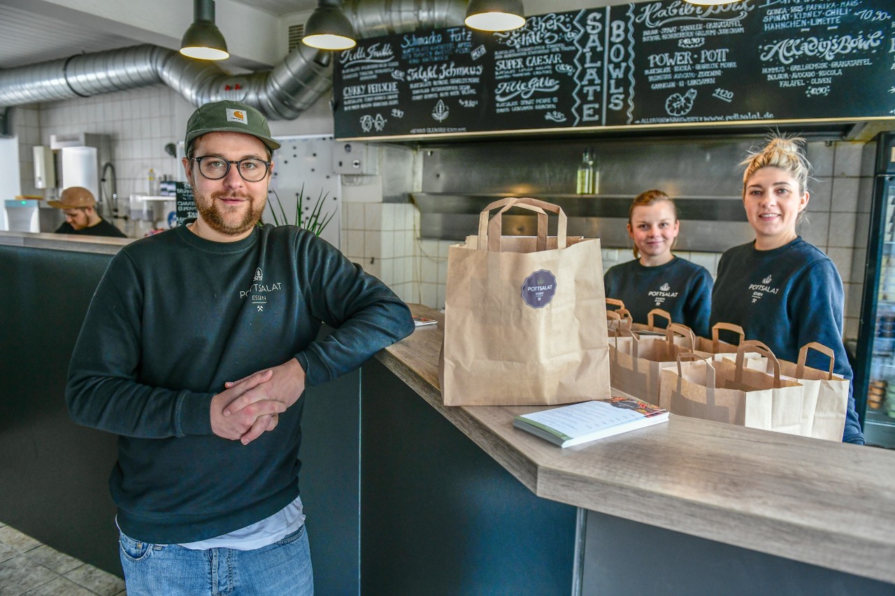 Pottsalat aus Essen will expandieren. Die drei Gründer Ben Küstner, Alexandra Künne und Pia Gerigk (v.links) haben dafür weitere Städte im Pott auserkoren.