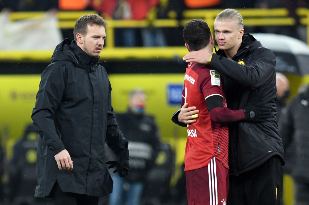 Erling Haaland gemeinsam mit Robert Lewandowski.