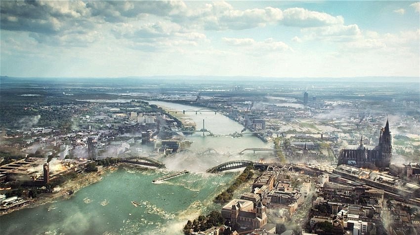 Köln in Trümmern - eine Szene aus dem Film "Helden - Wenn dein Land dich braucht" (2013). Bei einem Beben wie dem jetzt entdeckten würden sich die Brücken und viele hohe Häuser nach Ansicht von Experten angesichts der Bodenbeschaffenheit aufschaukeln und einstürzen. 