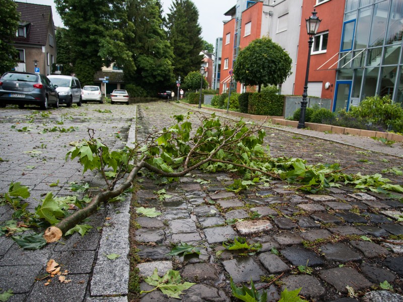 Am Donnerstagabend zog ein heftiges Gewitter über Essen-Werden. Viele Straßen wurden geflutet.