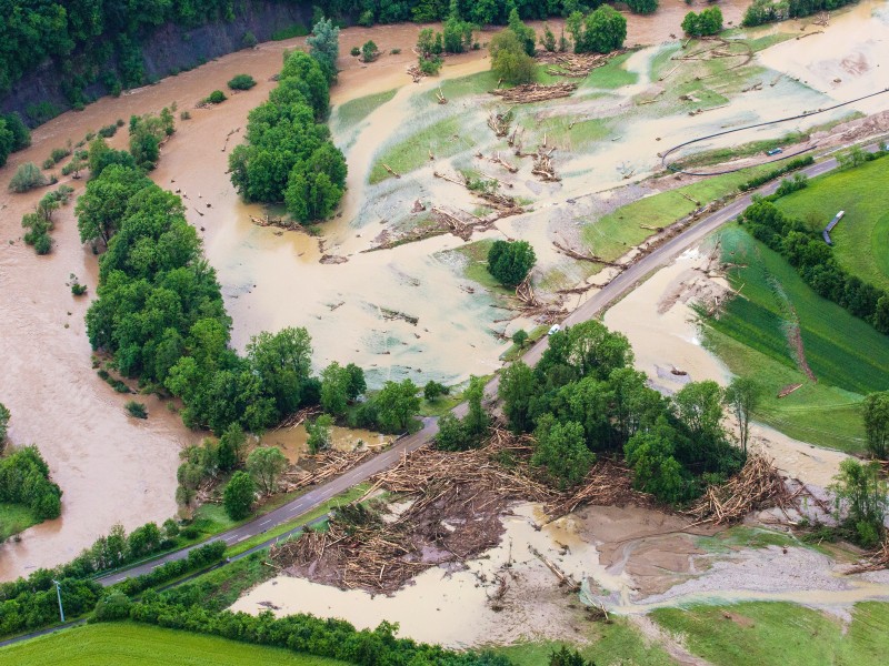 Vom Unwetter gezeichnete Landschaft in und um Braunsbach.