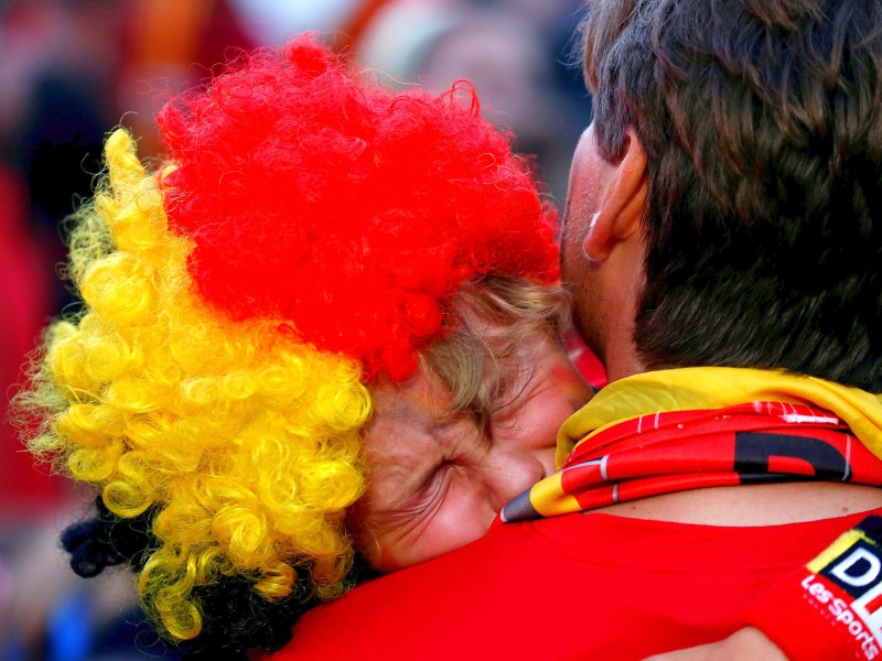 Verzweiflung hingegen bei diesen belgischen Fans. 