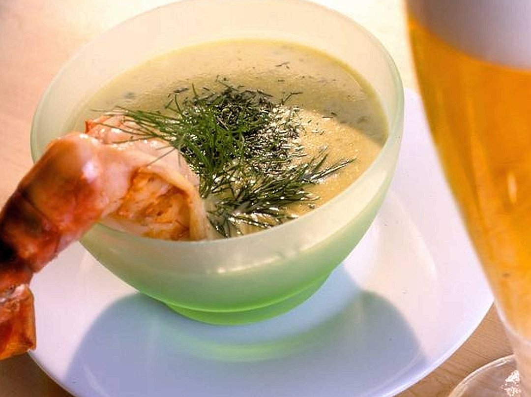 Bierschaumsuppe mit Gurke und Scampi--198x148.jpg