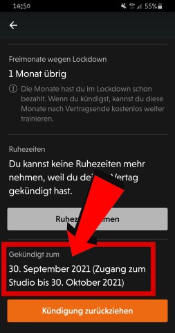 In der App steht jedoch ein anderes Datum.