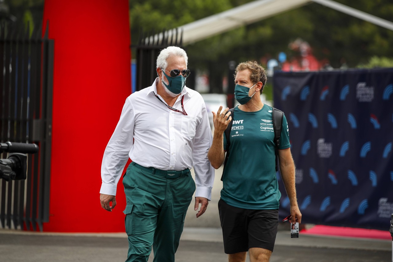 Formel 1: Sebastian Vettel im Gespräch mit Lawrence Stroll.