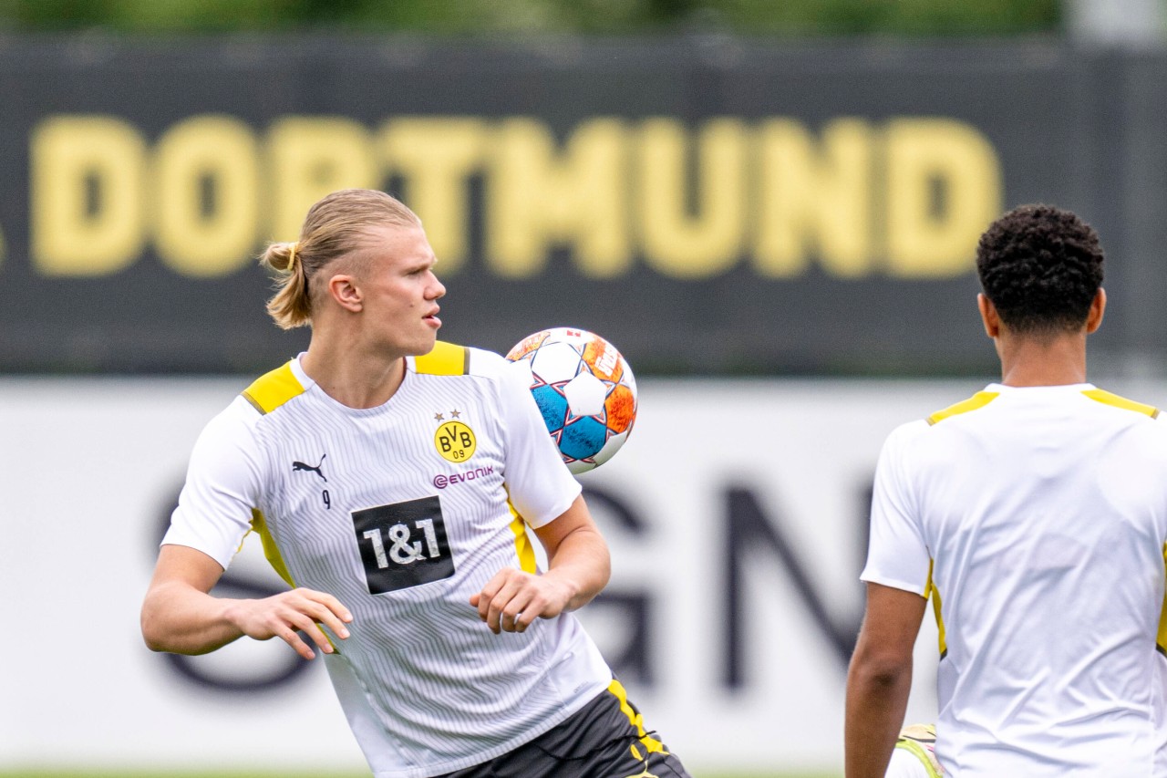 Haaland in einem seiner letzten BVB-Trainings.