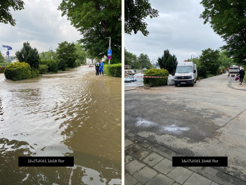 Die Ruhranlagen Ecke Wilhelmstraße in Mülheim.