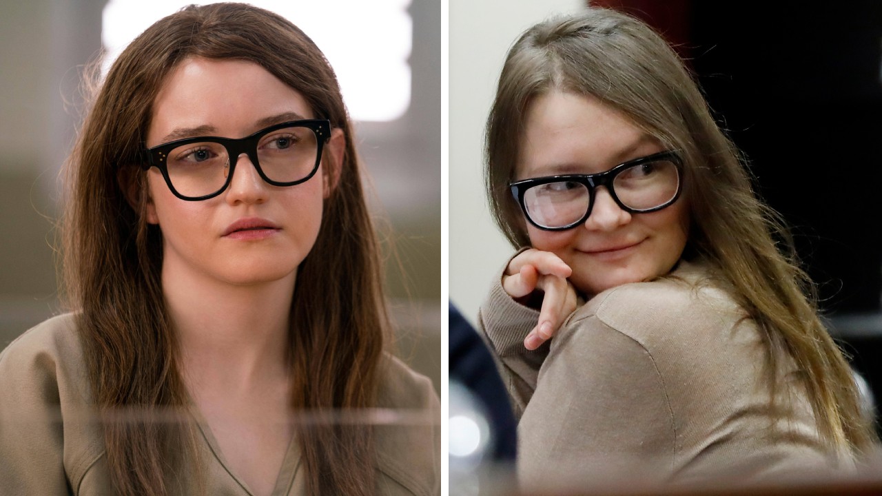 Schauspielerin Julia Garner (l.) verkörpert Anna Sorokin (r.) in der Netflix-Serie „Inventing Anna“.