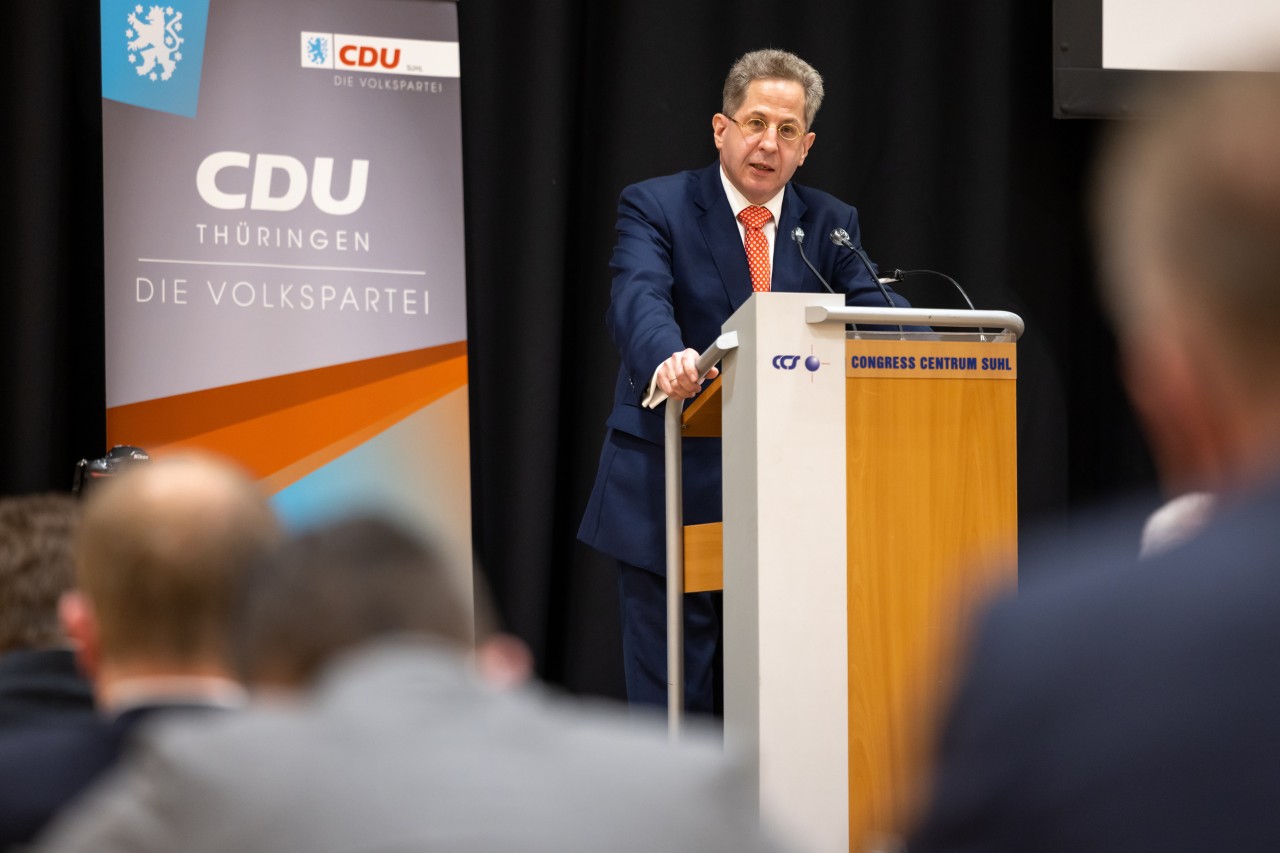 Hans-Georg Maaßen vor der Wahlkreisvertreterversammlung der CDU-Kreisverbände in Südthüringen.