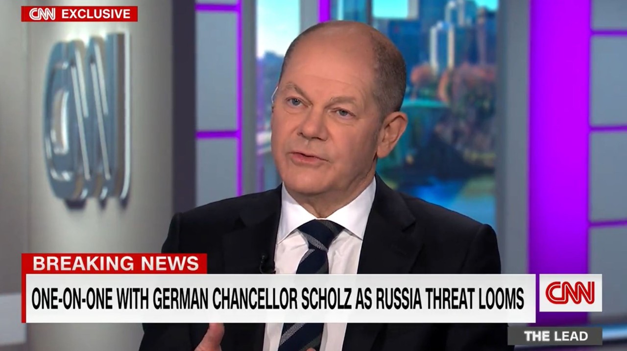 Kanzler Olaf Scholz im Interview im US-Sender CNN. 