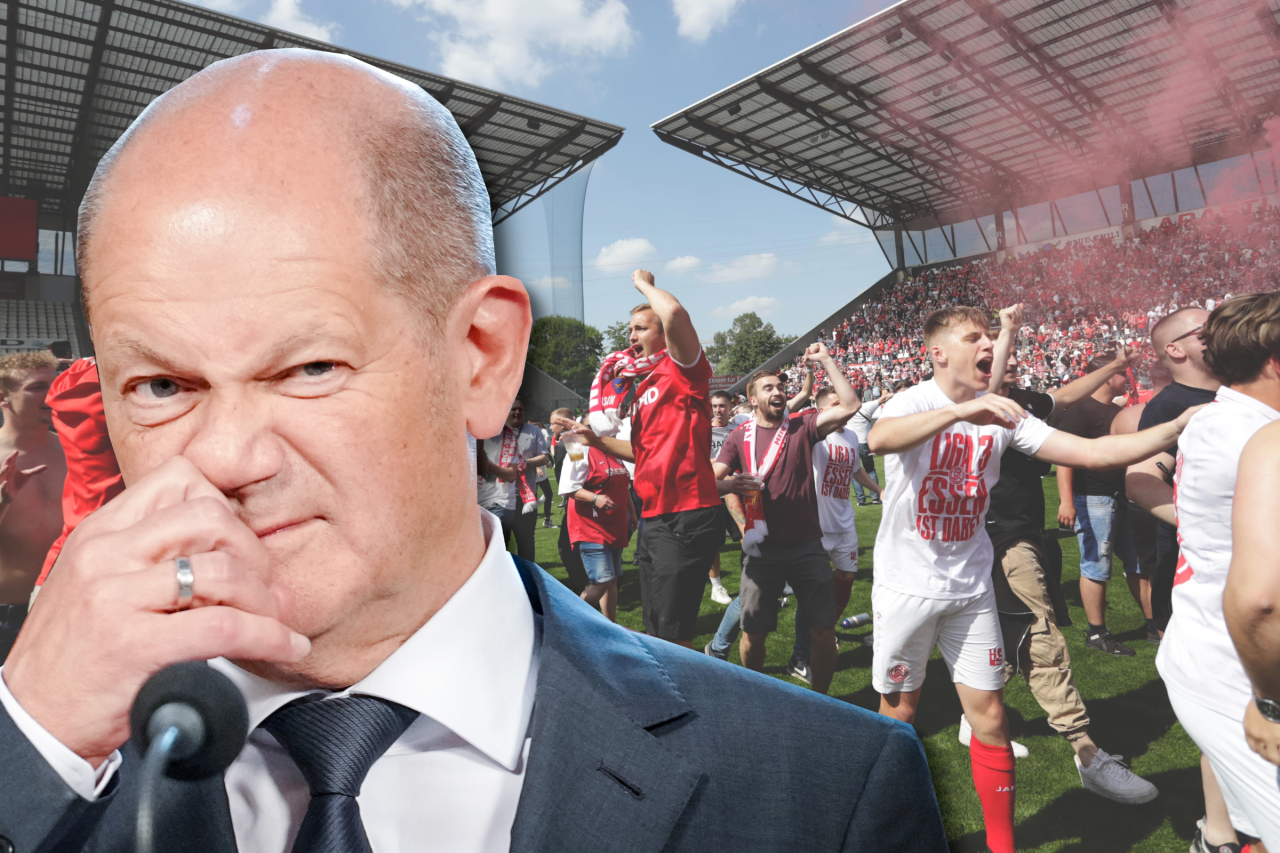 Ein RWE-Fan ist enttäuscht von Kanzler Olaf Scholz. 