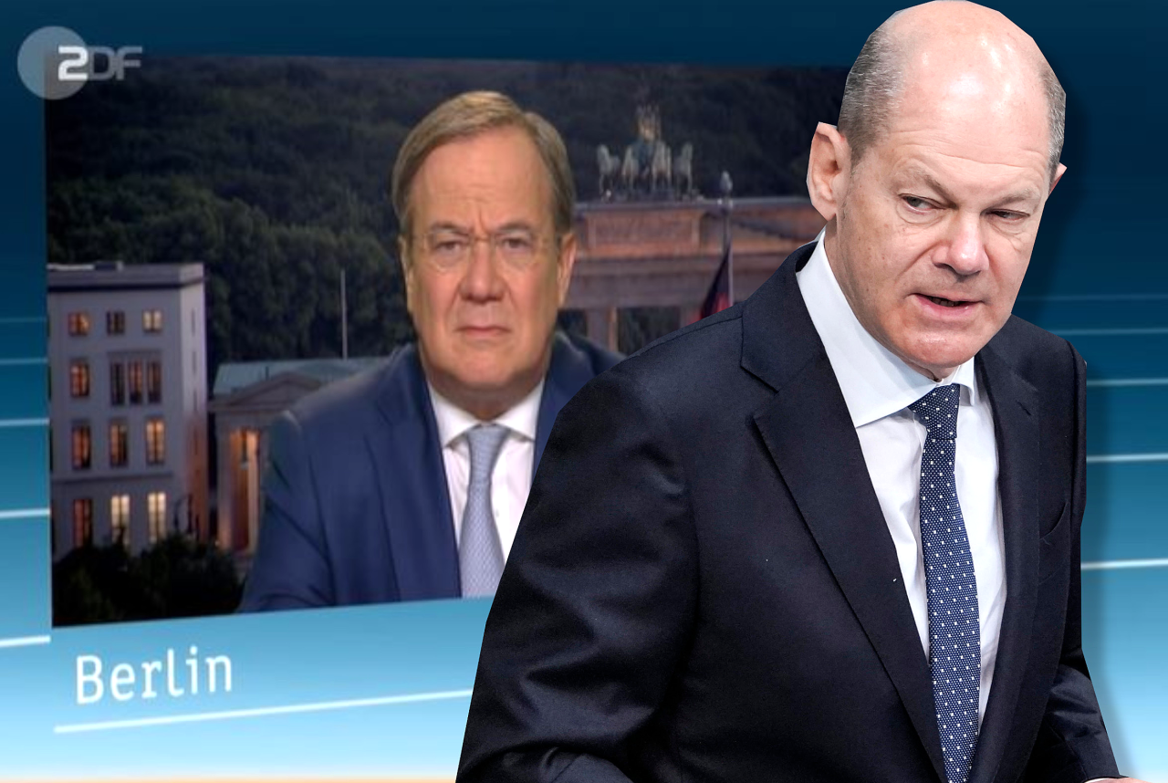 Heftige Attacke von Kanzlerkandidat Armin Laschet auf Kontrahent Olaf Scholz in der ZDF-Sendung heute-journal. 