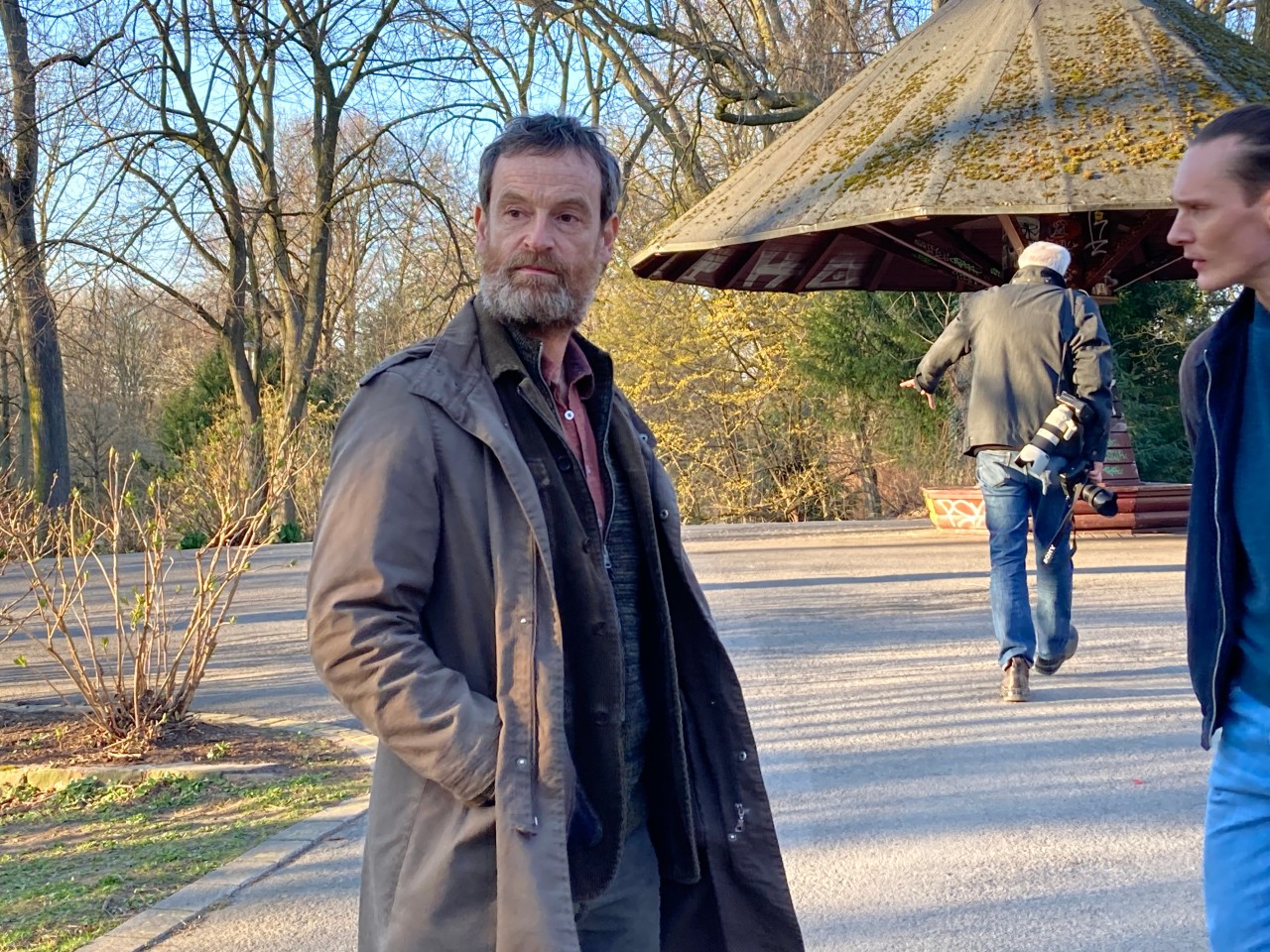 Jörg Hartmann bei den Dreharbeiten zum neuen „Tatort“ in Dortmund.