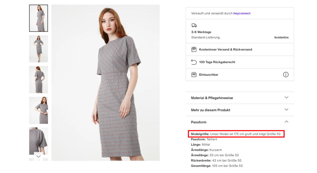 Bei der Größen-Angabe dieses Zalando-Models ist wohl etwas schiefgelaufen. 