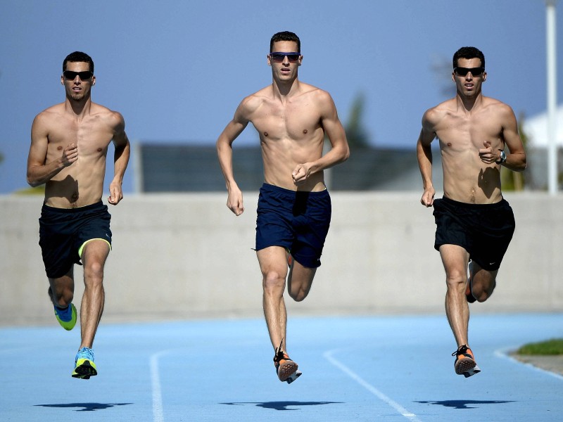 Drei auf einen Streich: Die drei belgischen Borlée-Brüder Kevin, Dylan und Jonathan (v.l.n.r.) sind auf der Sprint-Bahn zu Hause.