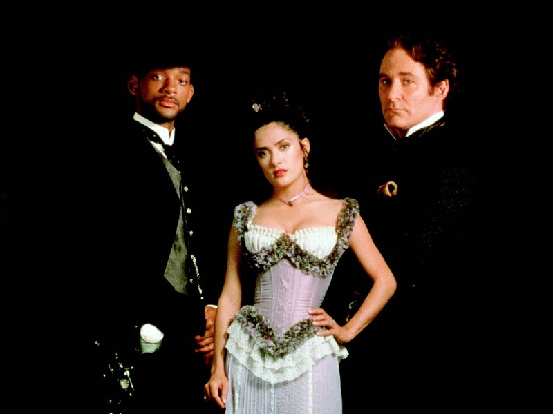 Salma Hayek neben Will Smith und Kevin Kline 1999 in „Wild Wild West“. 