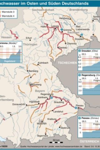 Hochwasser im Süden und Osten Deutschlands.