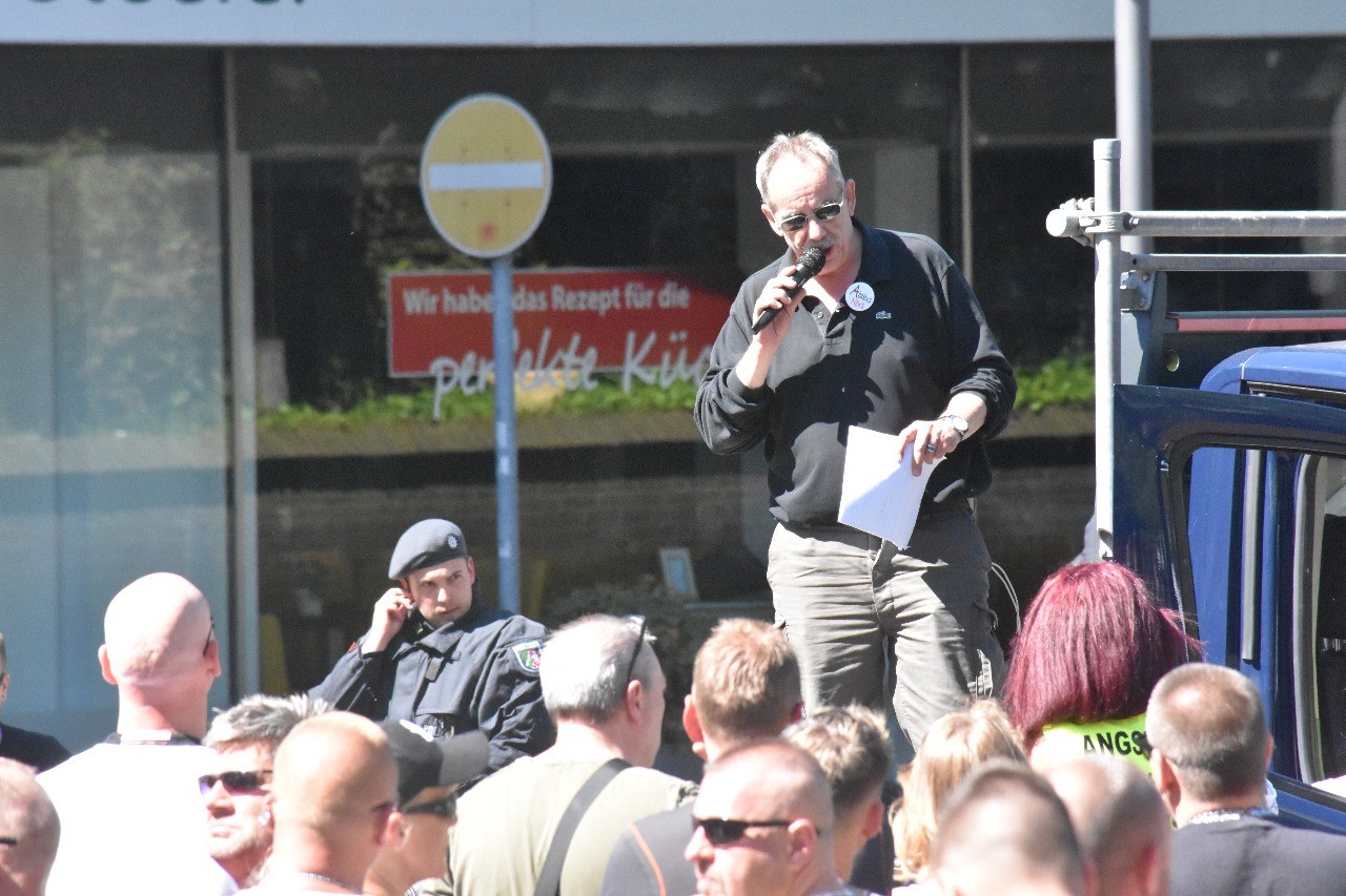 Thomas Matzke bei der Demonstration in Essen-Steele.