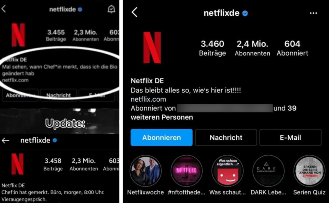 Offenbar wurde der Scherzkeks im Netflix-Team ertappt ...