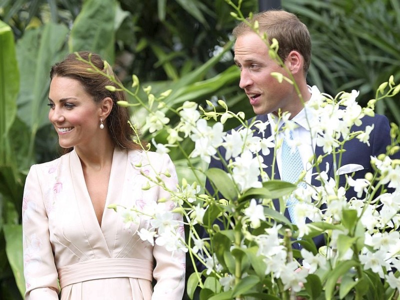 Drei Tage verbringen William und Kate in Singapur. Sie besuchen den Stadtstaat als Teil ihrer neuntägigen Reise durch den Fernen Osten und den südpazifischen Raum. Anlass ist das diamantene Thronjubiläum von Queen Elizabeth II. Hier ist das Prinzenpaar im Botanischen Garten.