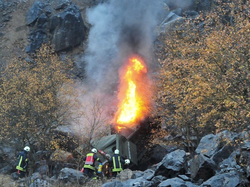 Alarm für Cobra 11 dreht in Balve im Steinbruch Beckum. Explosion, Stunt, Filmdreh Firma Action-Concept.Foto: Stefan Scherer