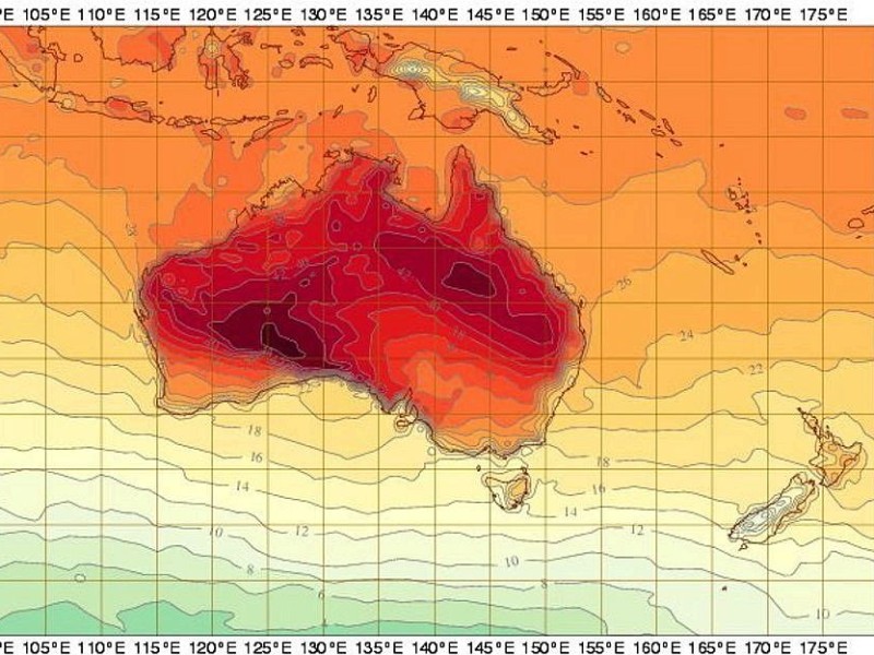 Die Behörde ergänzte die Farbabstufungen auf ihrer Wetterkarte daher um die Farben Dunkelviolett und Pink. Pink steht für 52 bis 54 Grad.