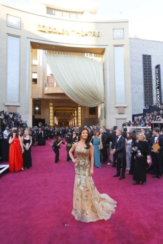 Dichtes Gedrängel am roten Teppich vor dem Dolby Theatre in L.A..