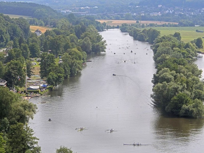 Die Regattastreckevom Bergerturm betrachtet