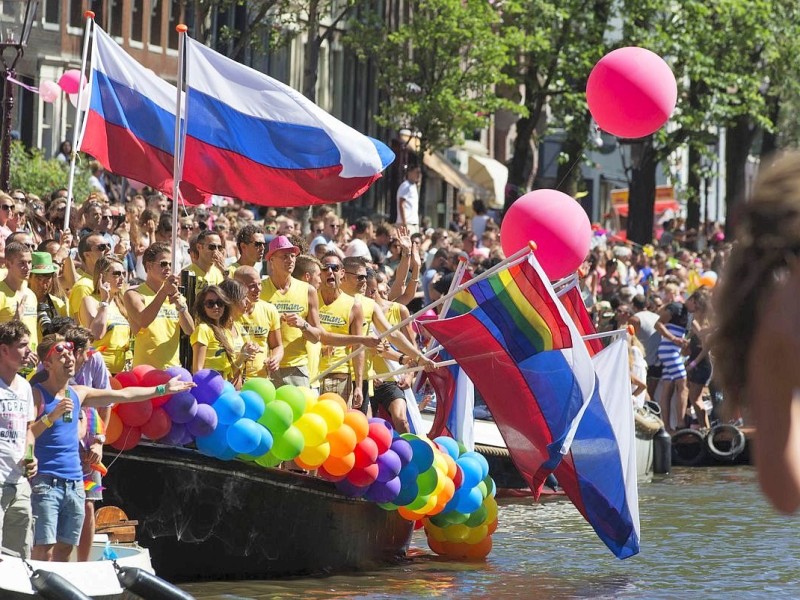 Insgesamt fuhren bei der Gay Pride in Amsterdam dieses Jahr 80 Boote mit.