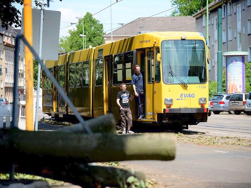 Viele Straßenbahnen der EVAG, hier eine Tram der 106 in Richtung Altenessen an der Haltestelle Sälzerstraße,  müssen bewacht werden. Foto: Kerstin Kokoska