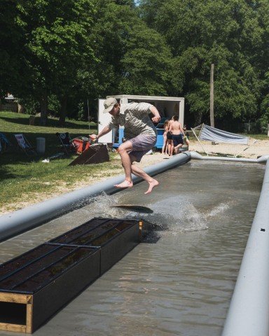 Die Skimboard-Anlage im Naturbad Mülheim-Styrum.