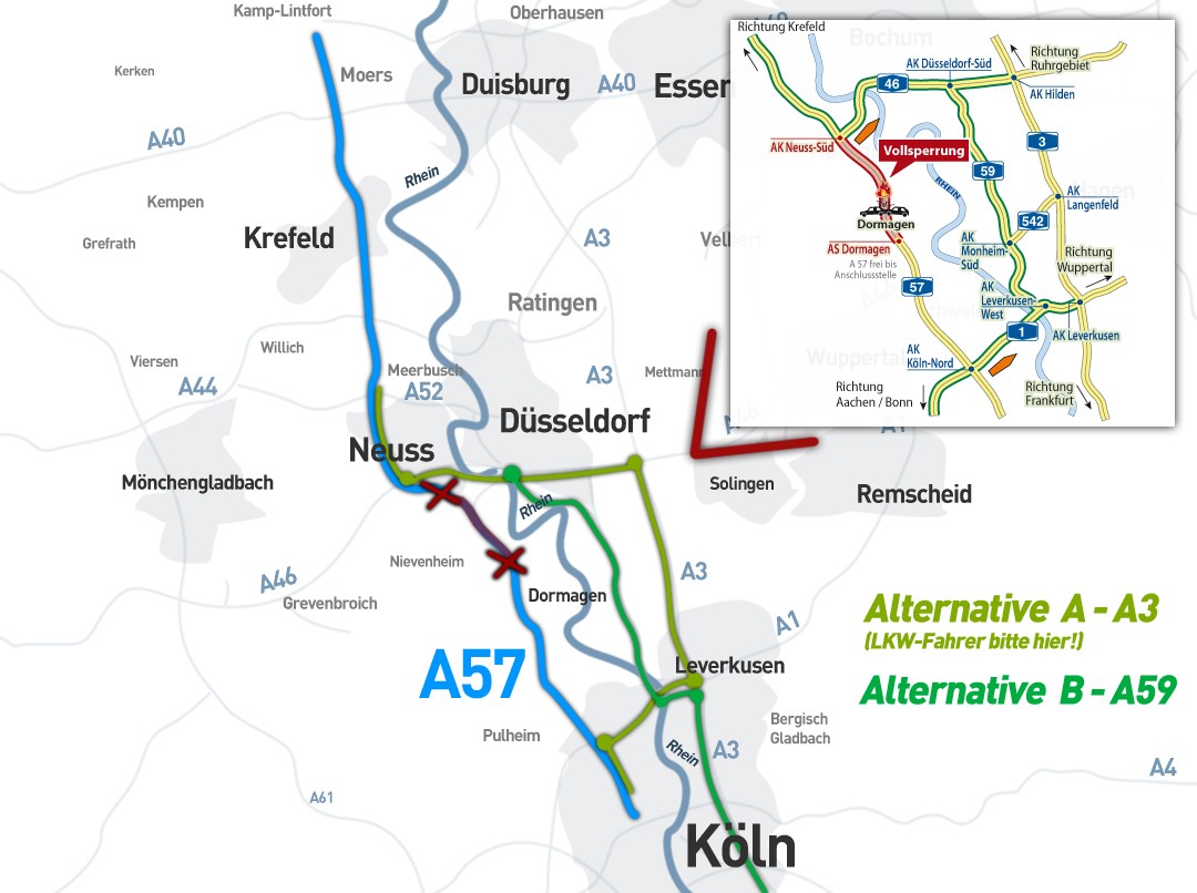 Autofahrer sollten den Bereich weiträumig umfahren, empfielt die Polizei. (Grafik: Bertelmann/Maiwald)