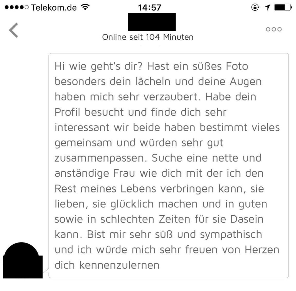 Einer der wenigen Nachrichten, ohne sexuelle Anspielung.