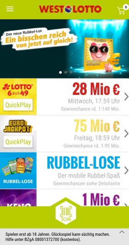 So sieht die Westlotto-App aus.