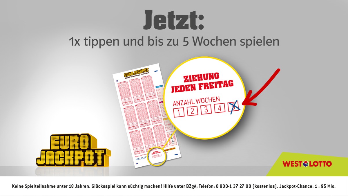 Mit nur einem Gang in eine WestLotto-Annahmestelle können Tipps für mehrere Ziehungswochen gleichzeitig abgegeben werden.