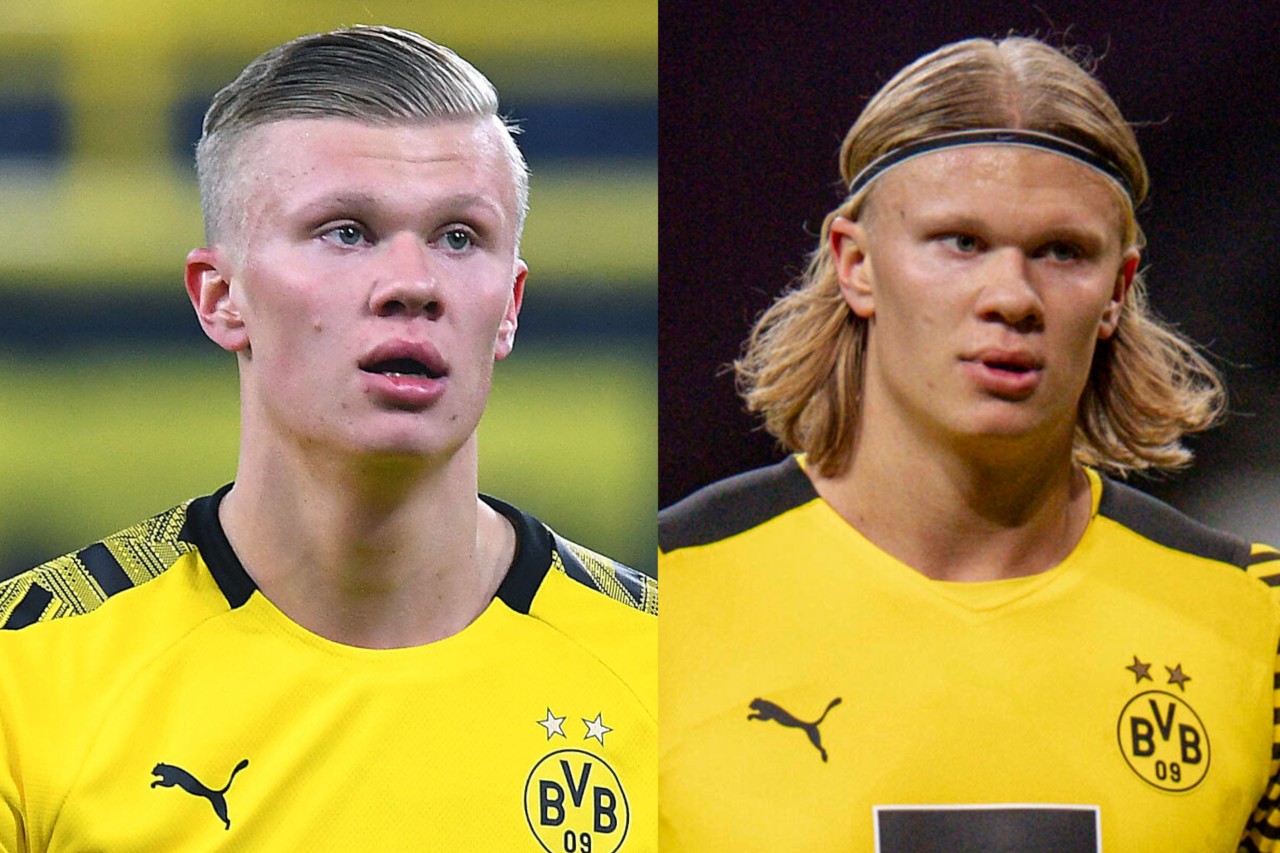 Die Haare von Erling Haaland: Anfang 2020 vs. Anfang 2022