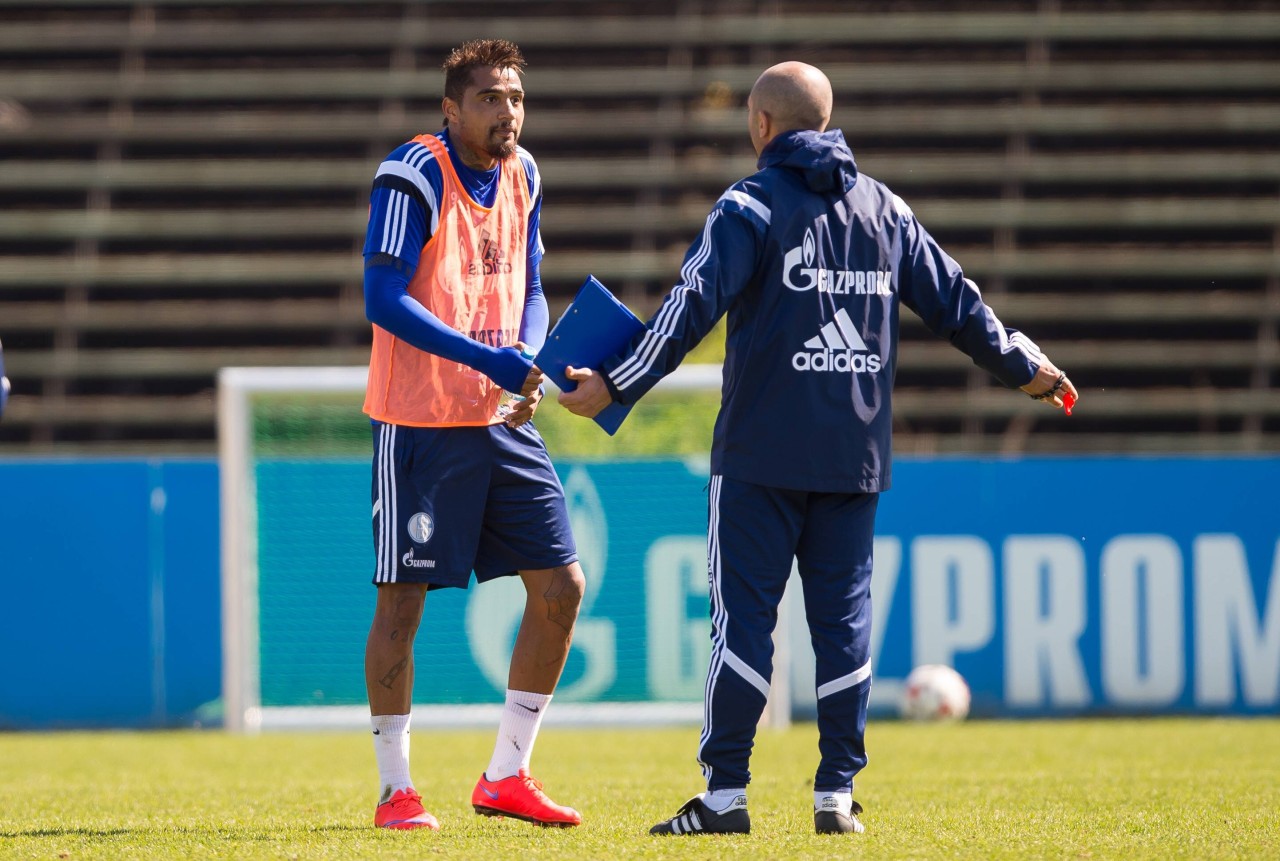 Boateng 2015 im Gespräch mit dem damaligen Schalke-Trainer Roberto Di Matteo.