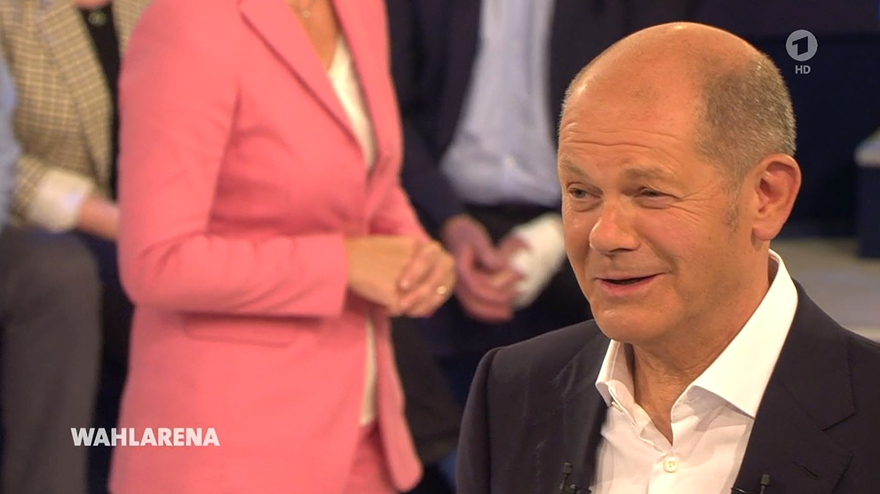 SPD-Kanzlerkandidat Olaf Scholz in der ARD-Wahlarena.