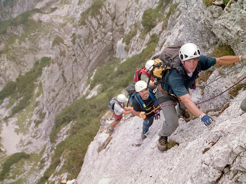 Der Pidinger Klettersteig ist ein langer und anspruchsvoller Steig. Vor allem das letzte Stück erfordert Kraft und Übung.