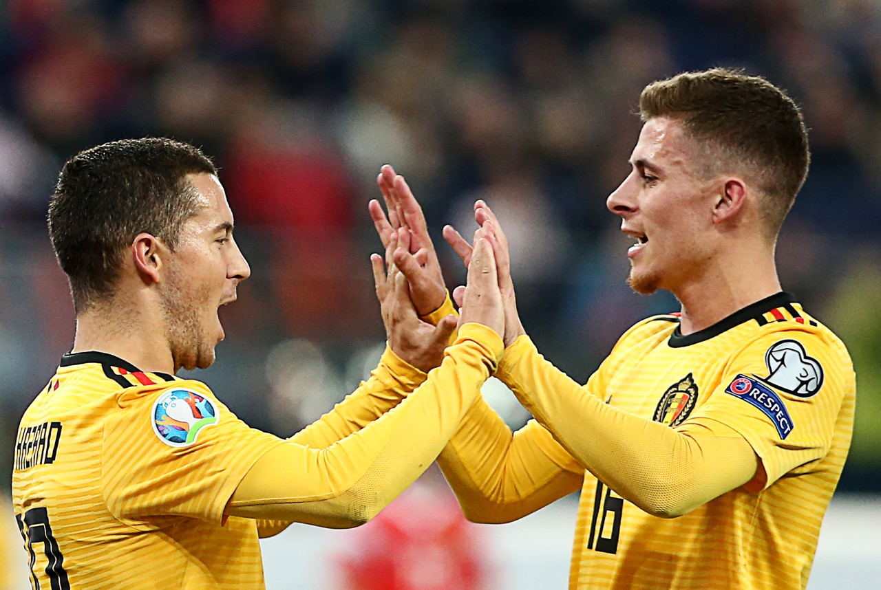 Thorgan Hazard (Borussia Dortmund, r.) und Bruder Eden (Real Madrid, l.) sind wichtige Säulen für die belgische Nationalmannschaft.