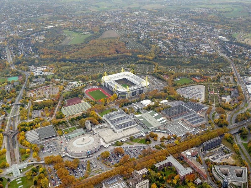 Luftbild, SignalIdunaPark, Westfalenstadion, Revierderby, 1:2, Fans, Bundesliga, Fussball,  Dortmund, Ruhrgebiet, Nordrhein-Westfalen, Deutschland, Europa