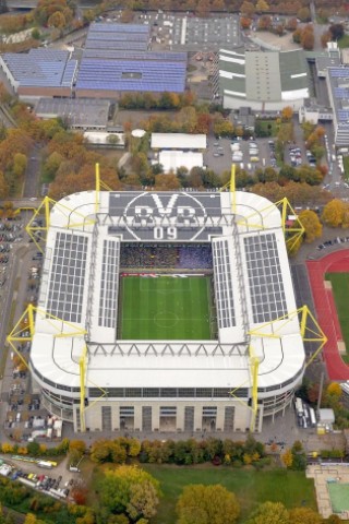 Luftbild, SignalIdunaPark, Westfalenstadion, Revierderby, 1:2, Fans, Bundesliga, Fussball,  Dortmund, Ruhrgebiet, Nordrhein-Westfalen, Deutschland, Europa