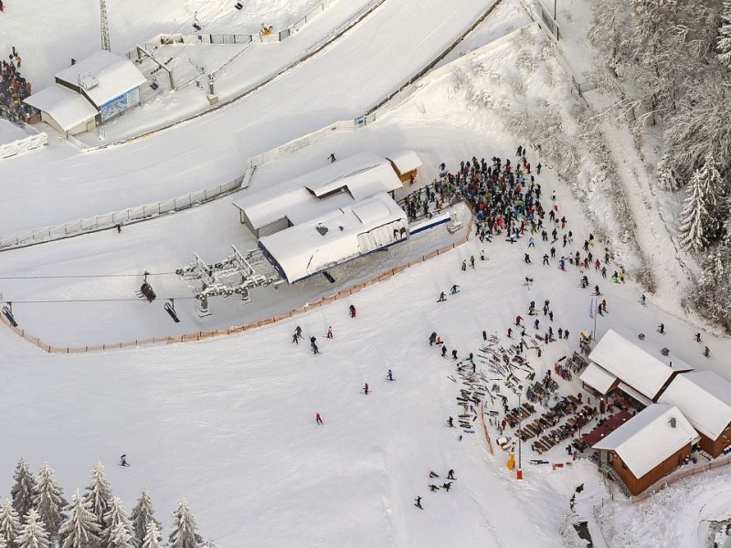 Andrang von Wintersportlern.