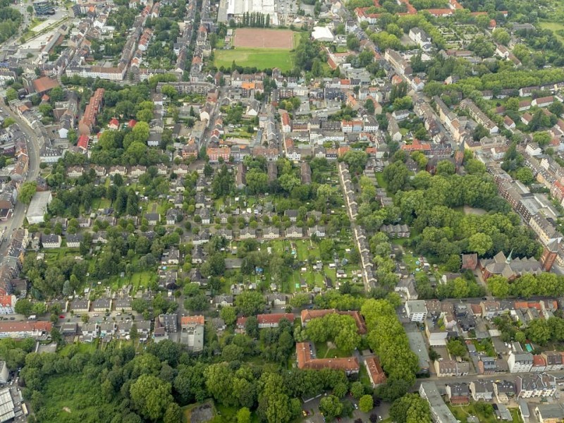 Die Zechensiedlung Flöz Dickebank in Gelsenkirchen-Ückendorf imAugust 2012.