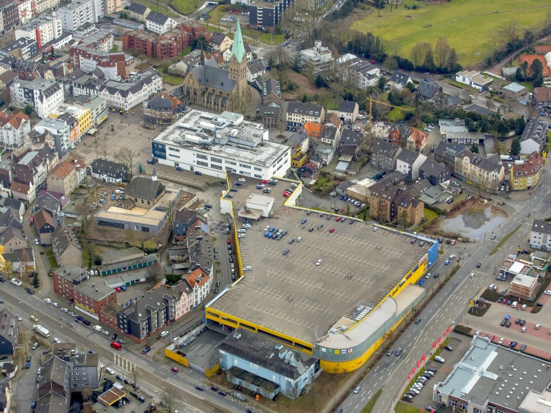 Wattenscheider Markt mit Umbau der Alten Ev. Kirche am Alten Markt, Wattenscheid,  Bochum, Ruhrgebiet, Nordrhein-Westfalen, Deutschland