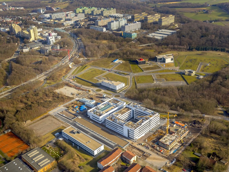 Neubau der Fakultät für Sportwissenschaft am BioMedizinPark, Gesundheitscampus Bochum, Nähe Ruhruniversität,  Bochum, Ruhrgebiet, Nordrhein-Westfalen, Deutschland