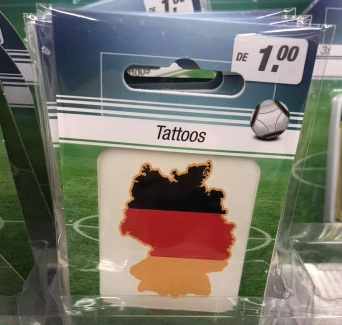 Das Tattoo liegt spiegelverkehrt in der Packung. 