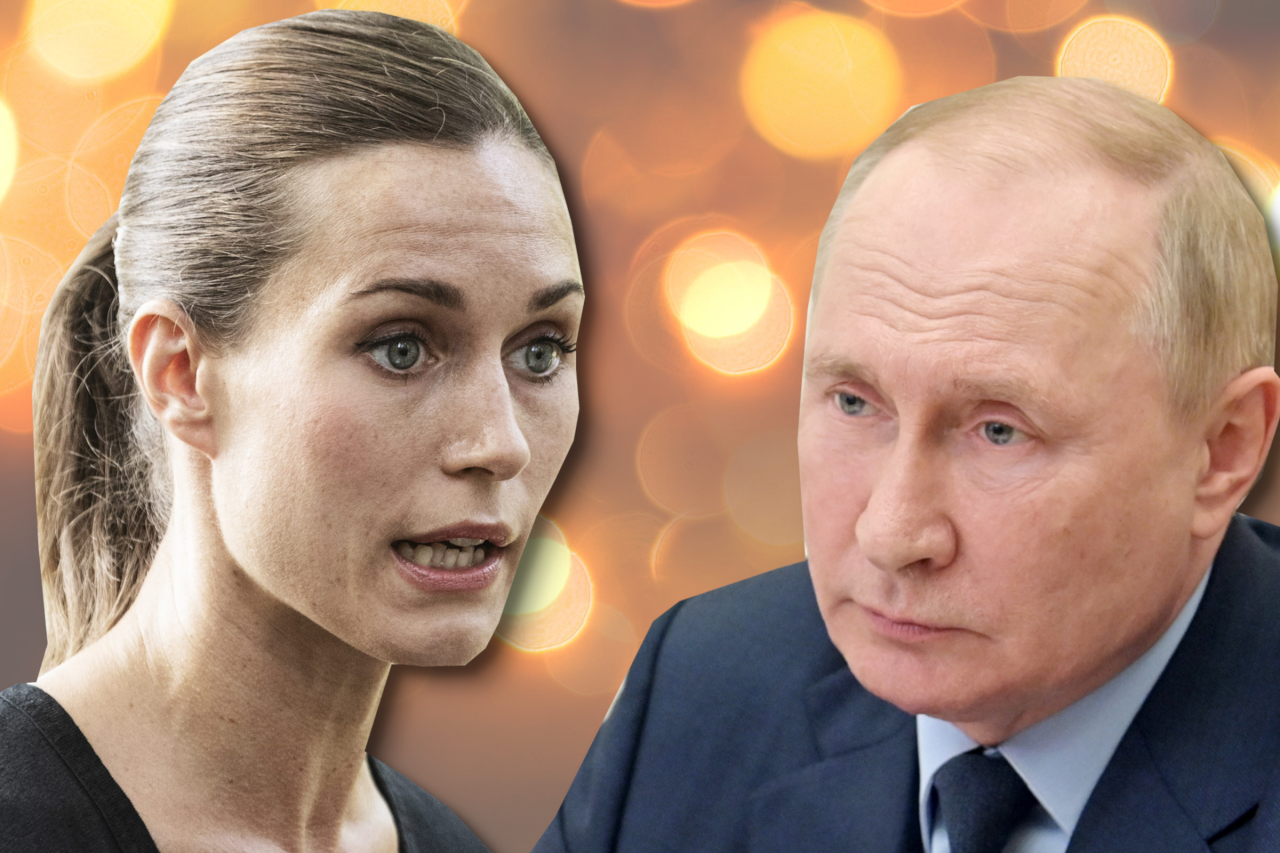 Sanna Marin und Wladimir Putin. 