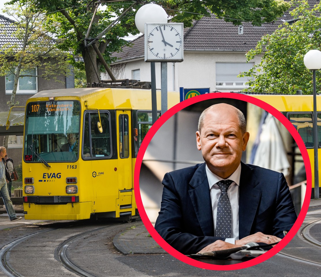 Olaf Scholz sorgte in einer Straßenbahn in Essen für mächtig Furore. (Symbolbild) 